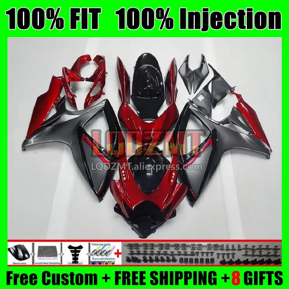 Injection Body For SUZUKI GSXR600 K6 GSXR750 GSXR 600 750 4No.7 GSX R750 Red grey GSXR-750 06 07 GSX-R600 2006 2007 Fairing