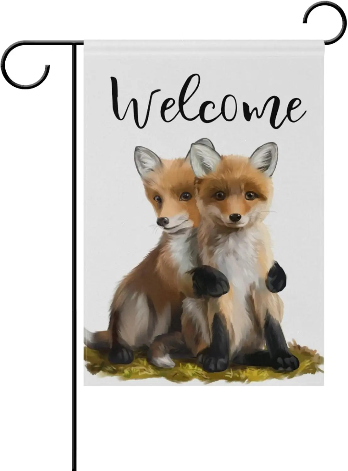 Little Foxes Welcome Garden Flag Double Sided 12x18 in Yard Flag Small Decorative House Garden Flags for Outside Outdoor Festiva