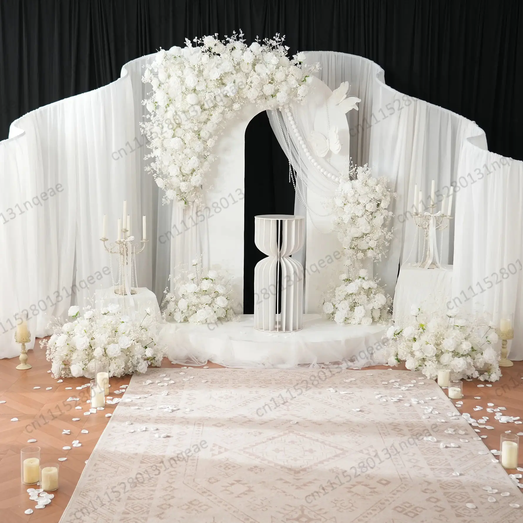 Angela A9136 8.5FT Luxury Metal Wave Shape Arch Stand Outdoor Wedding Backdrop Decoration Party Accessories Stage Event Props