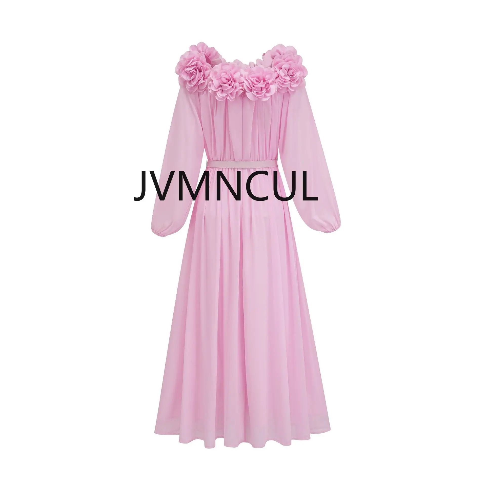Elegante vestido rosa con dobladillo con volantes, en stock, vestido de noche francés elegante al por mayor para fiestas elegantes, fabricante 2025