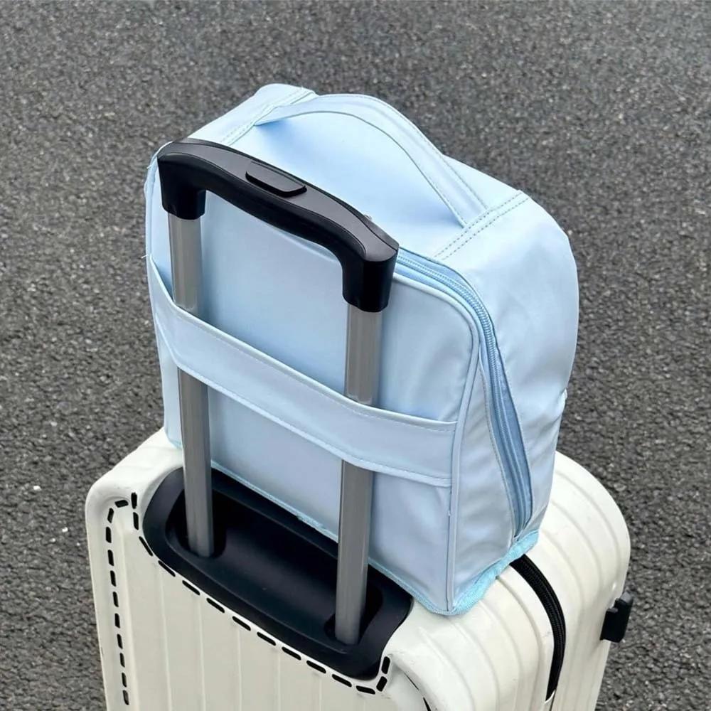 PU Standable Vertical Makeup Bag Large Capacity Anti-splash Water Travel Toiletry Bag Solid Color Thickened