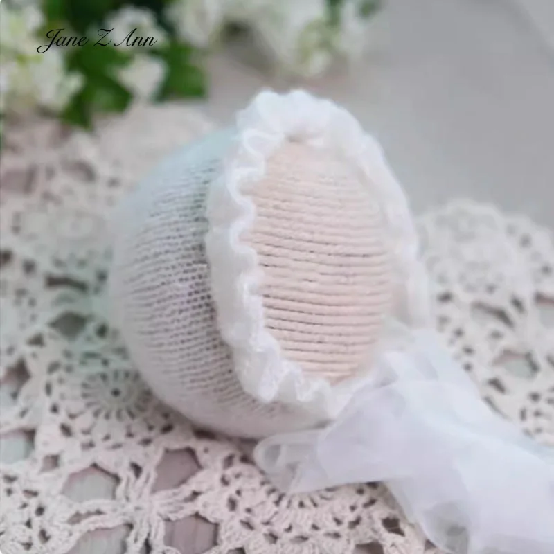 Children photography hat mohair woven yarn lace knitted bonnet newborn photo props