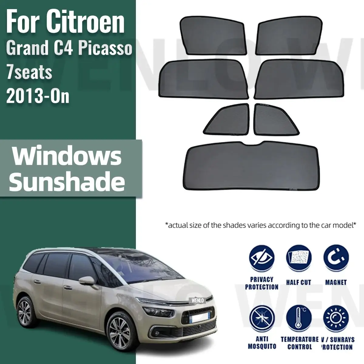 

For Citroen Grand C4 Picasso 7seats 2013-2023 Car Curtain Window Sunshade Covers Magnetic Sun Shade Visor Solar Auto Accessories