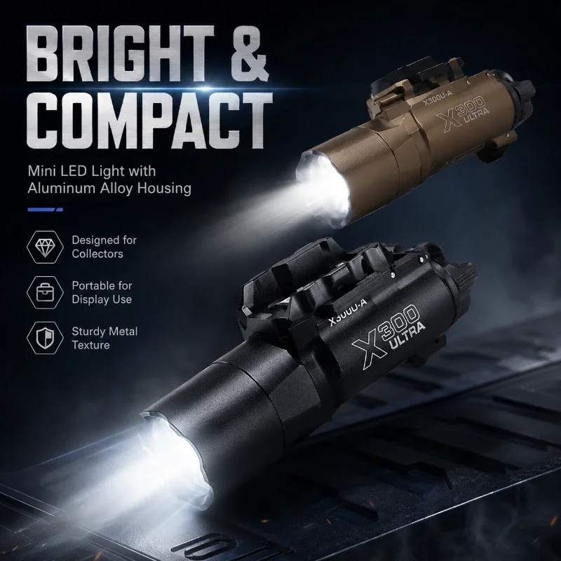 Durable Metal Mini Flashlight Model Accessory High Brightness Light Source for Hobby Display Collection Use