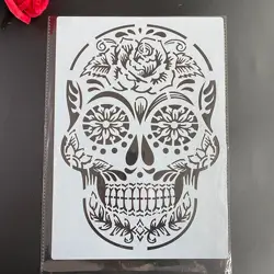 DIY Stencils Wall Painting Scrapbook Coloring Embossing Album Decorative Paper Card Template,wall A4 29 * 21cm Skull stencils