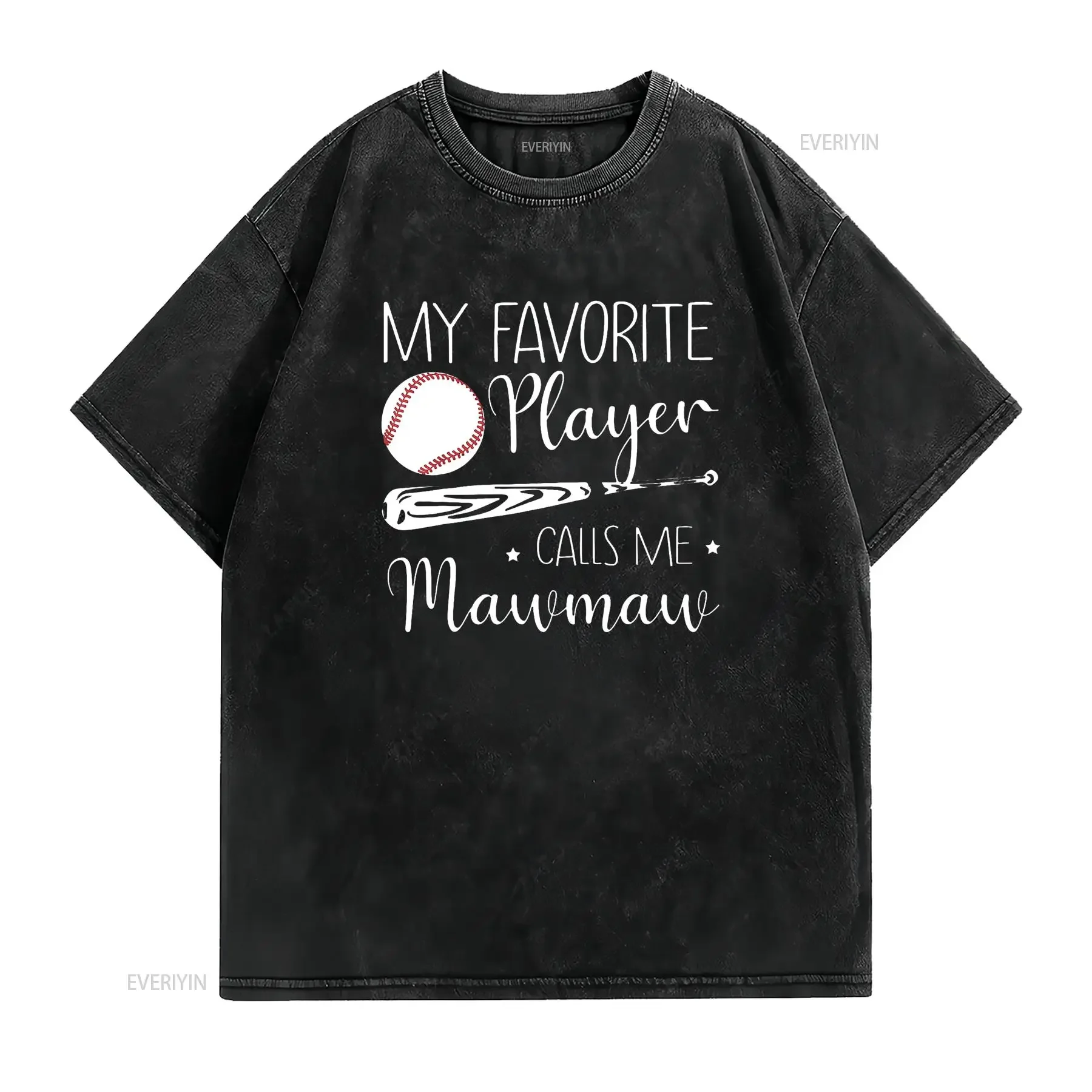 Womens Baseball My Favorite Player Calls Me Mawmaw Grandma T Shirt Black 2XL vintage Washed designer clothes Versatile Slightly
