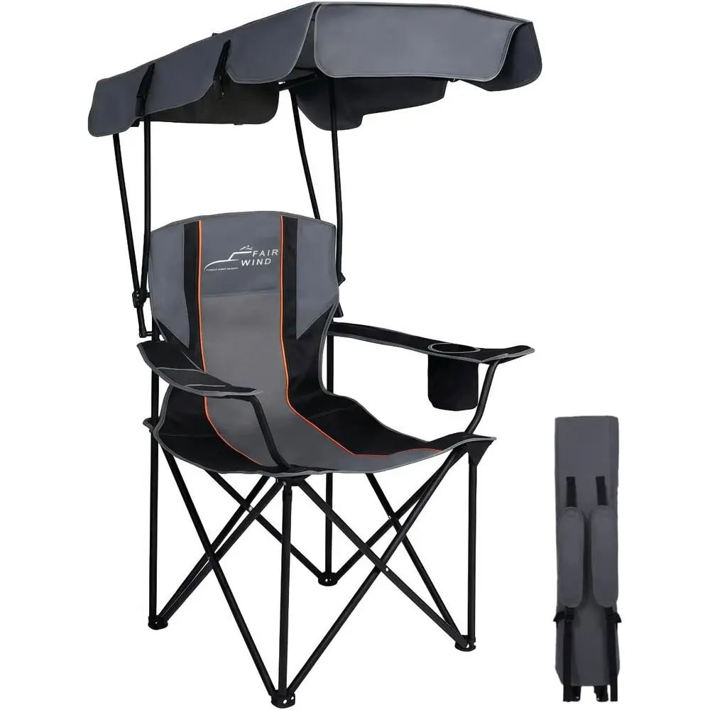 Portable Heavy-Duty Camping Chair with Shade for Beach, Outdoors, and Sports, Supports up to 380lbs