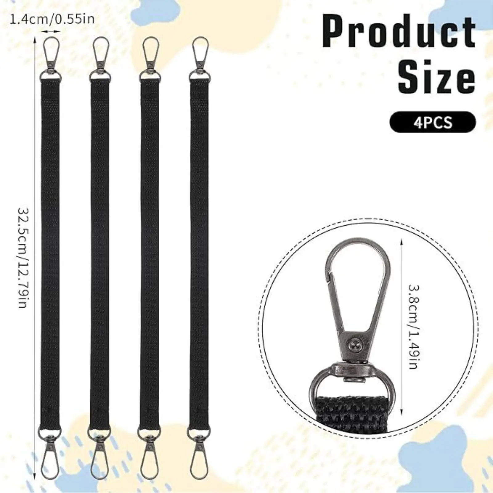 4 Pieces Electrical Tape Thong Holder Tape Thong Wire Management Strap Portable Organizer Lanyard Measure Tape Strap Black