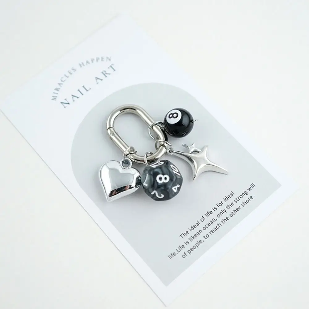 Fashion Billiard Pool Keychain Creative Colorful 12 Sides Cube Keyrings Ins Alloy Table Ball Key Ring Handbag Decoration