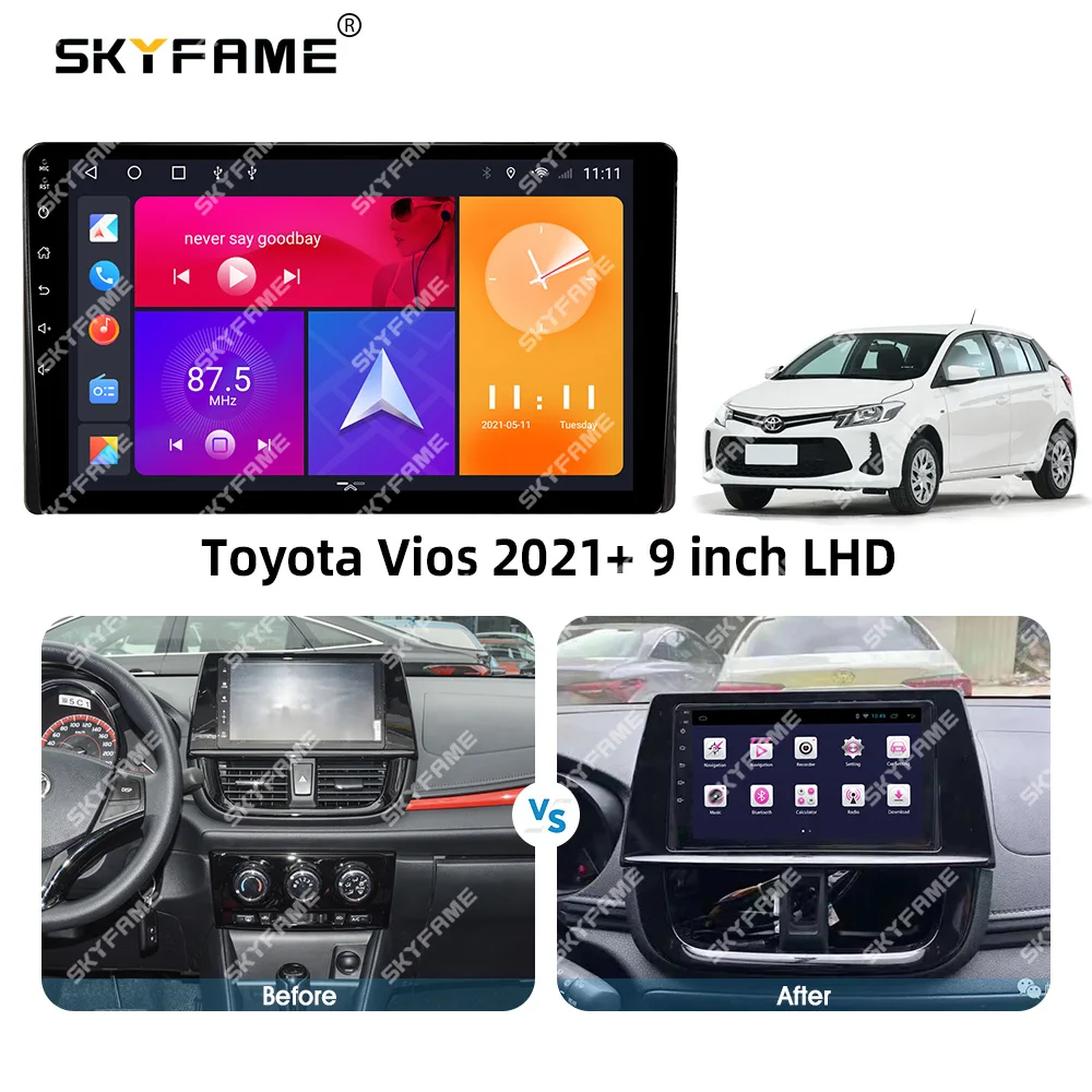 SKYFAME автомобильная рамка, адаптер для фасции, Android радиоприемник, комплект панели для установки приборной панели для Toyota Vios