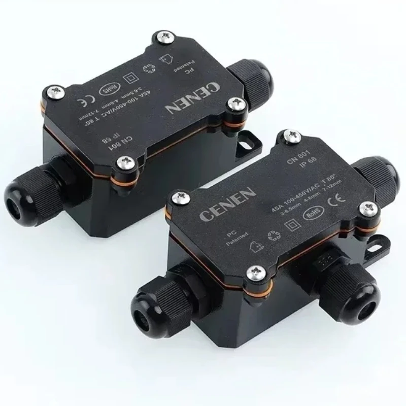 Plastic waterproof junction box, black PC flame-retardant LED light junction box, outdoor rain-proof electrical instrument seali