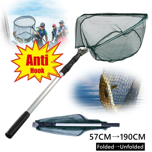 Imagen 2 del producto Red de pesca telescópica de 55cm-190cm para mosca de salmón, carpa, bagre, trucha, aterrizaje flotante, fácil captura y lanzamiento, plegable
