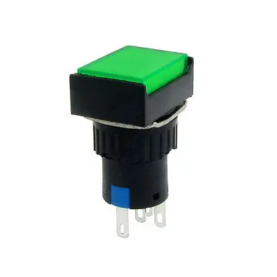 

220 В переменного тока, зеленый неоновый свет, самоблокирующийся, 5-контактный кнопочный переключатель