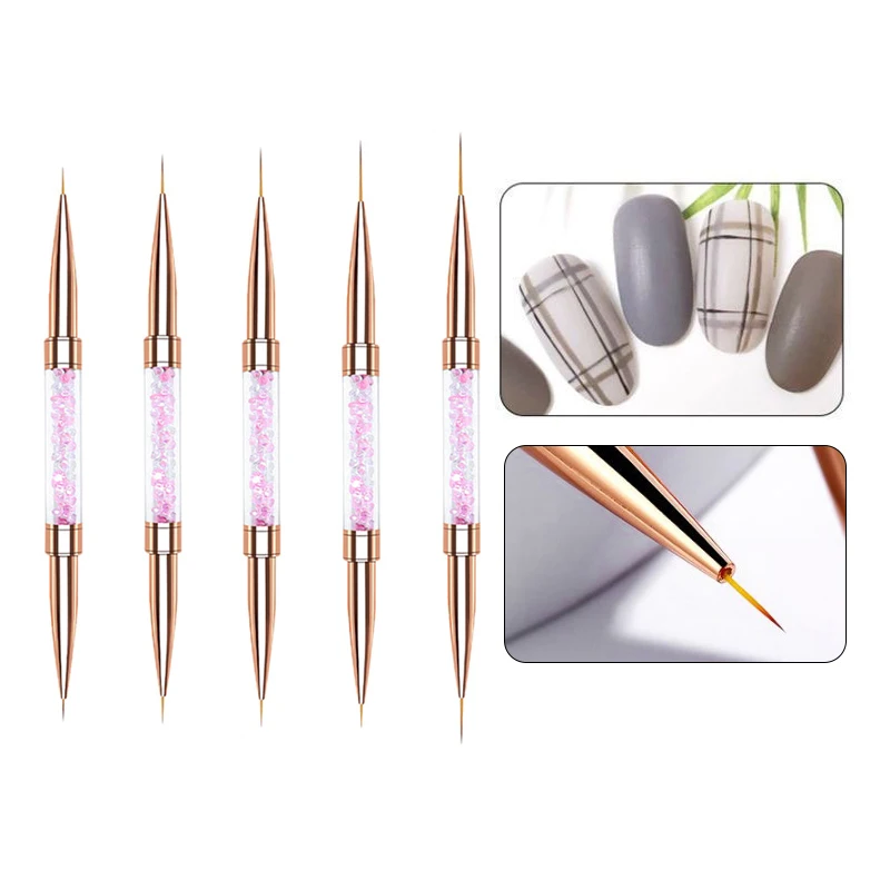 แปรงเล็บแบบ Dual-ended French Stripe แปรงแต่งเล็บแปรง 3D เคล็ดลับ Ultra-thin Line วาดปากกา UV เจลจิตรกรรมแปรง