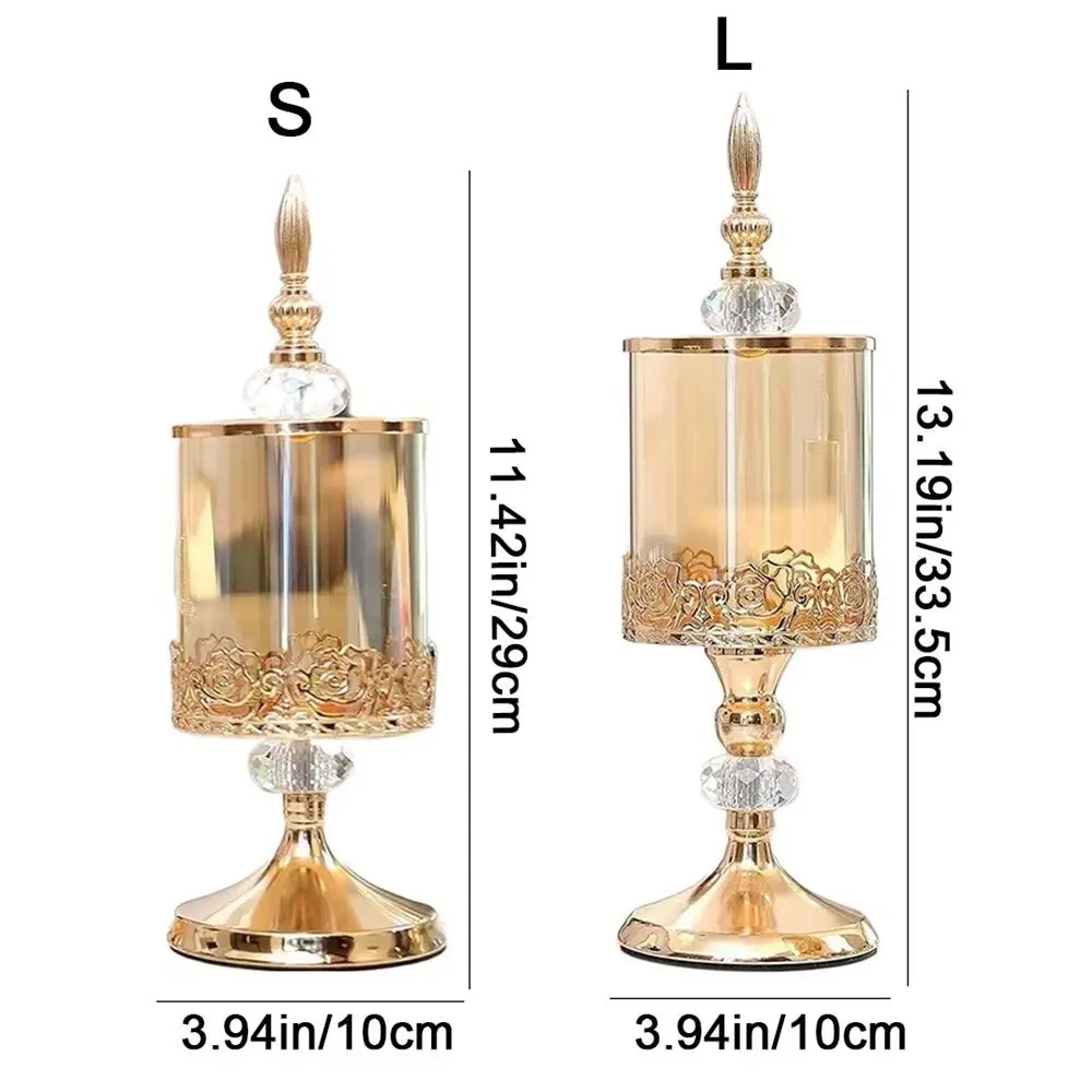Gold-Plated European Style Candy Jar Vintage Decorative Crystal Glass Storage Jar with Lid High Footed Candy Can Party