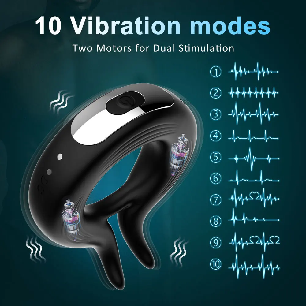 Wireless Remote Control Vibrator Cock Ring Male Delay Ejaculation Penis Ring Vibrator Stimulate Sex Toy for Men Masturbator