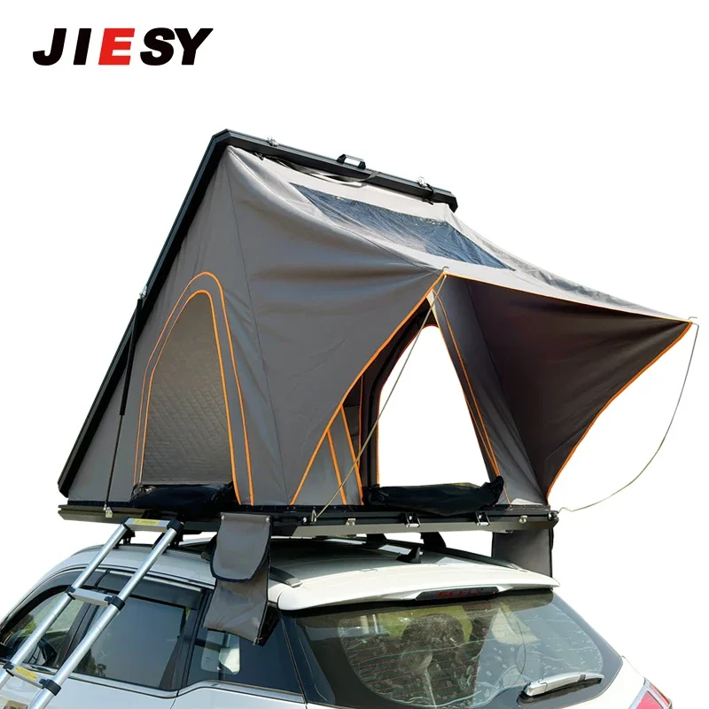 Outdoor Camping Hot Selling Triangle Car Roof Top Tents Hard Shell Slim Aluminum Dachzelt Hardtop Rooftop Tent custom