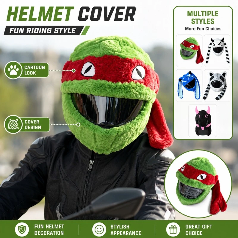 Motorcycle Helmet Cover Cute Plush Cartoon Helmet Decoration Funny Animal Ear Costume Hat Cover for Full Face Helmet Cosplay