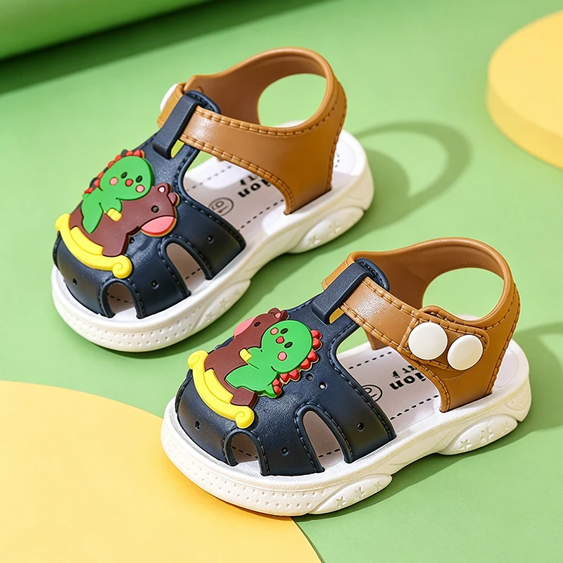 Cartoon-Sandalen mit geschlossener Zehenpartie für Kleinkinder, Kaninchen und Dinosaurier, rutschfeste, atmungsaktive Sommer-Outdoor-Freizeitschuhe – Detail 5