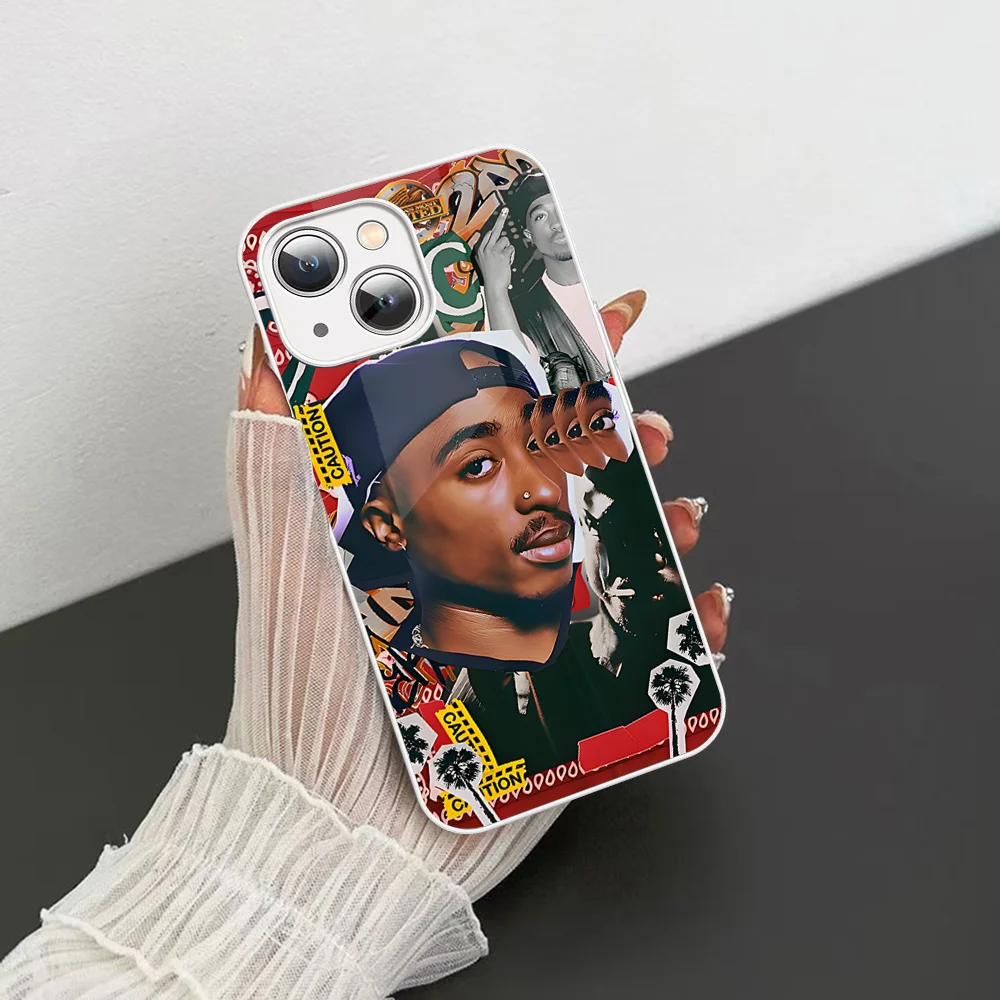 2-2PAC Rocky Rapper Phone Case Tempered Glass For Iphone 14 13 12 11 Pro Mini XS MAX 14Plus X XS XR Fundas