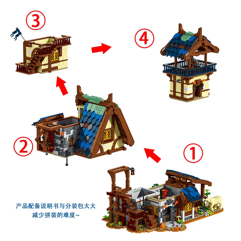 XMork 50106 Medieval Town Guard Tower Model Modular Street View Series DIY Toys Building Blocks Boy Christmas Gift 3061Pcs