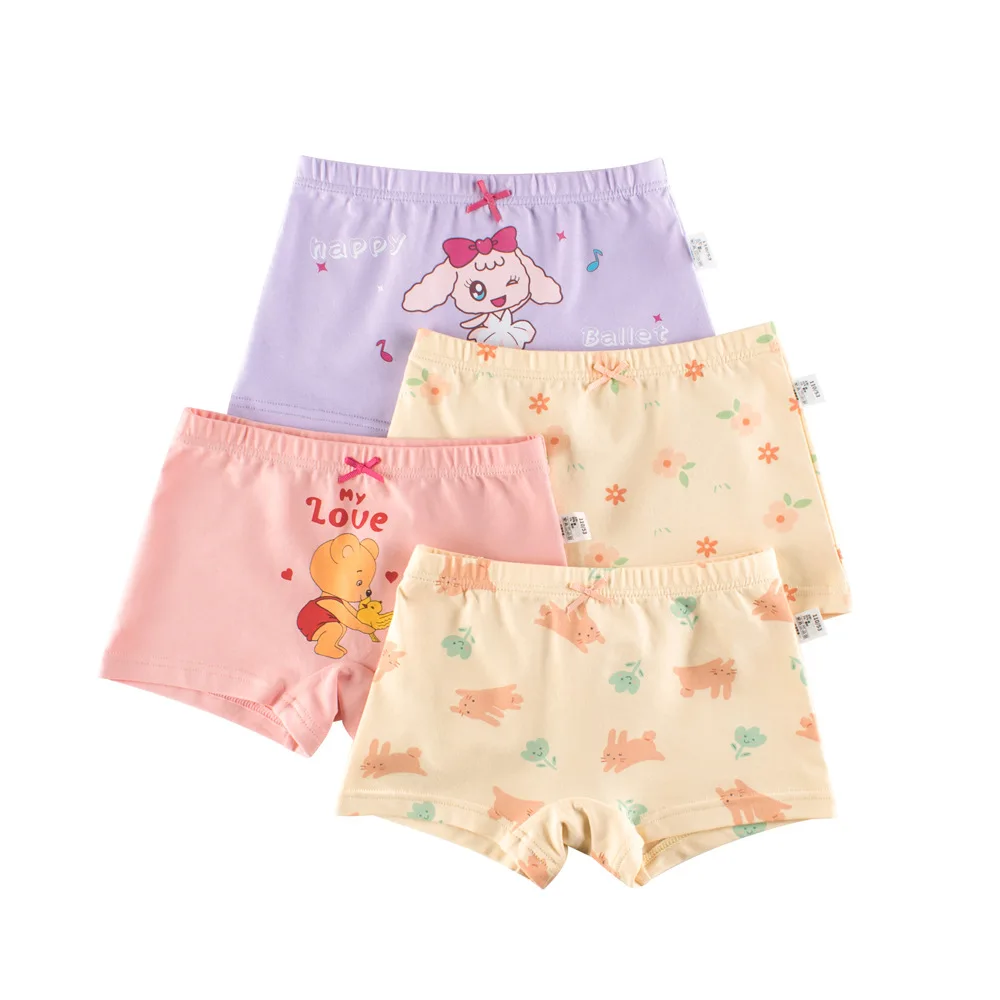 4-Pack Girls Cotton Panties with Breathable and Elastic Waistband for Comfortable Fit