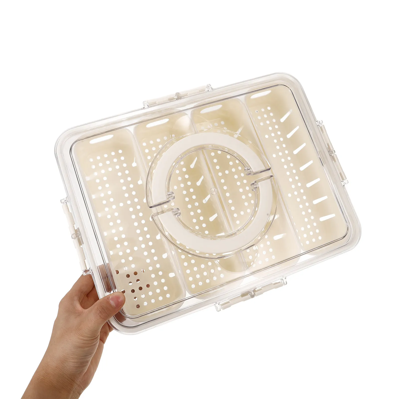 

Vegetable Fruit Storage Box Fridge Organizer Airtight Seal Portable Compartments Tray Refrigerator Berry Tray Freezer Bin