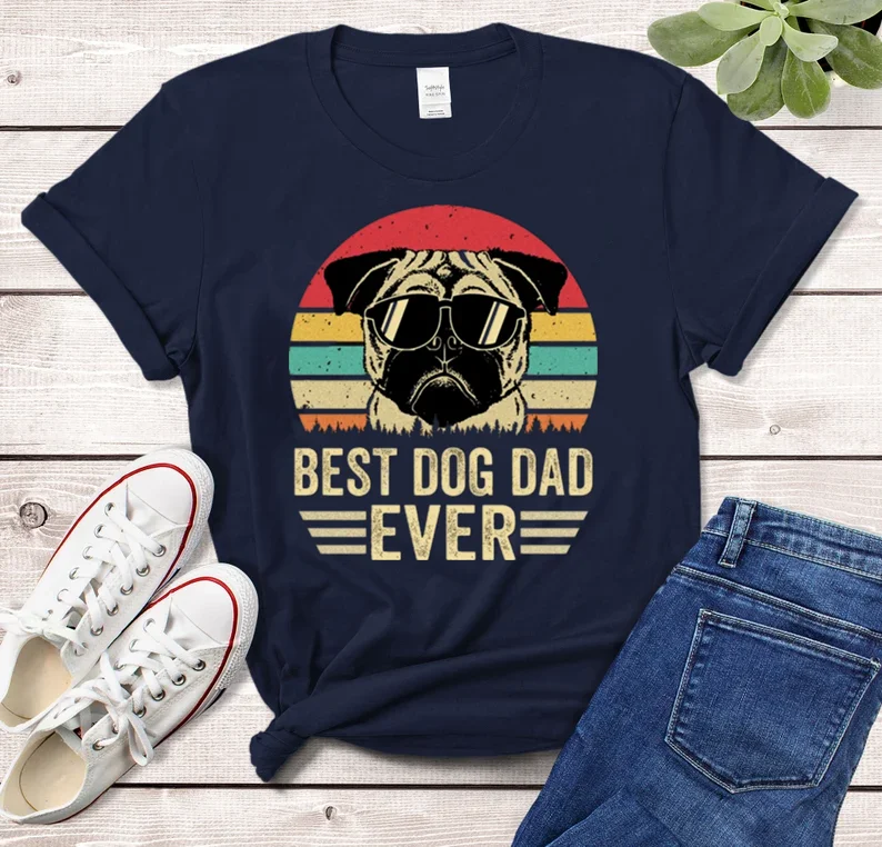 Personalized Best Dog Dad Ever Dog Dad Gifts, Dog Dad Custom Dog Dad Fathers Day Gift 100%Cotton Fashion goth y2k Drop Shipping