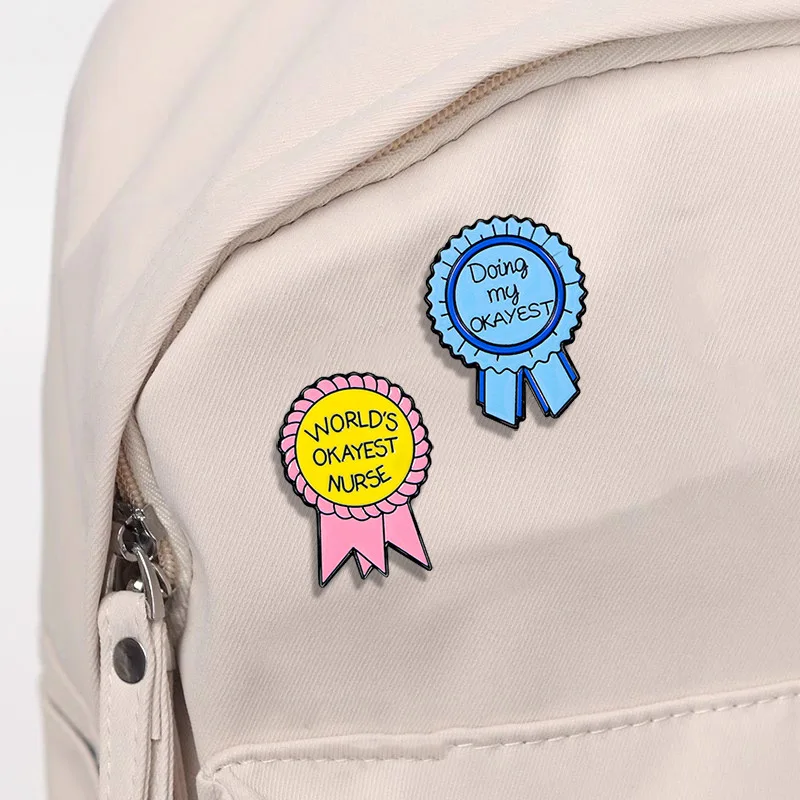 Creative Cartoon Motivational Medal English Brooch Inspirational DIY Alloy Pin Badge for Clothes Bags Hat Scarf T-shirt Jeans