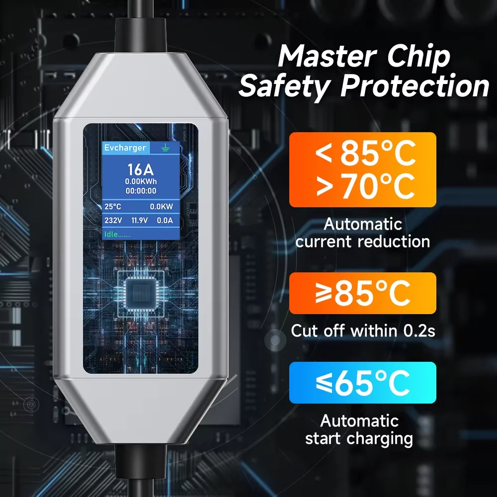 AFEEV Portable EV Charger 3.6KW 16A Type2 IEC62196-2 Electric Car Charger Type1 SAE J1772 GBT Wallbox EU Plug WIFI APP Control