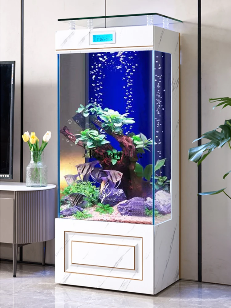 Rectangular Floor-to-Wall Small and Medium-Sized Ecological Filter Change Water Ultra-White Glass Fish Globe