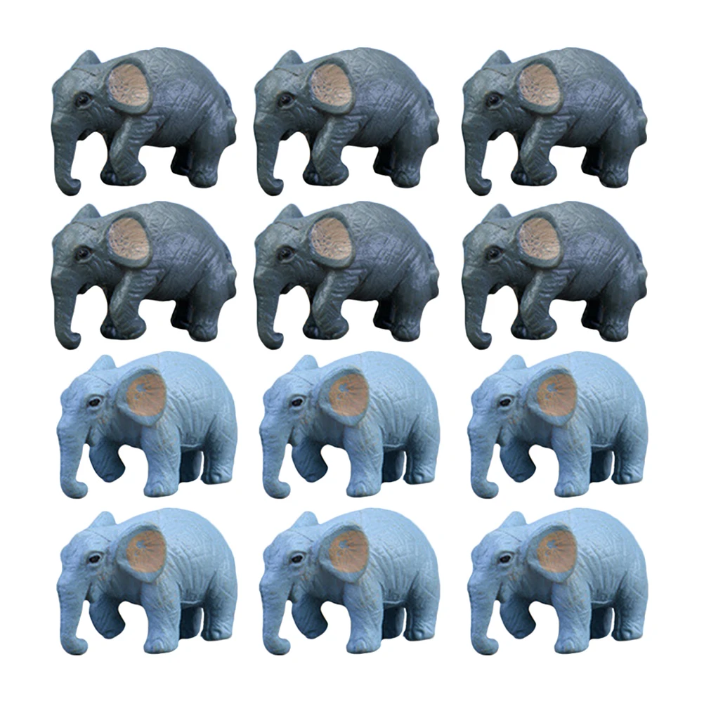 

12pcs Mini Elephant Model Baby Decoration Ornaments Animal Figurines Crafts PVC Small Size Light Weight Durable Bonsai Garden