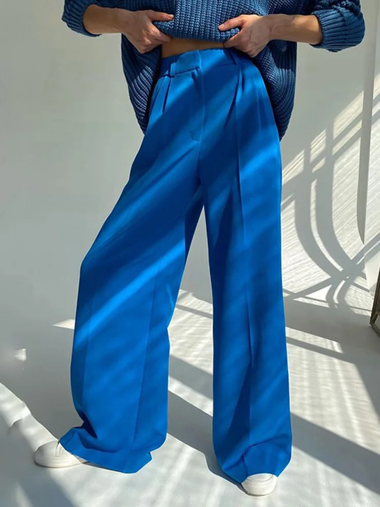 

Women Wide Leg Pants Trousers 2023 Fashion High Waist Stright Long Wide leg Loose Trousers Pants Solid Candy Colors Female Pants