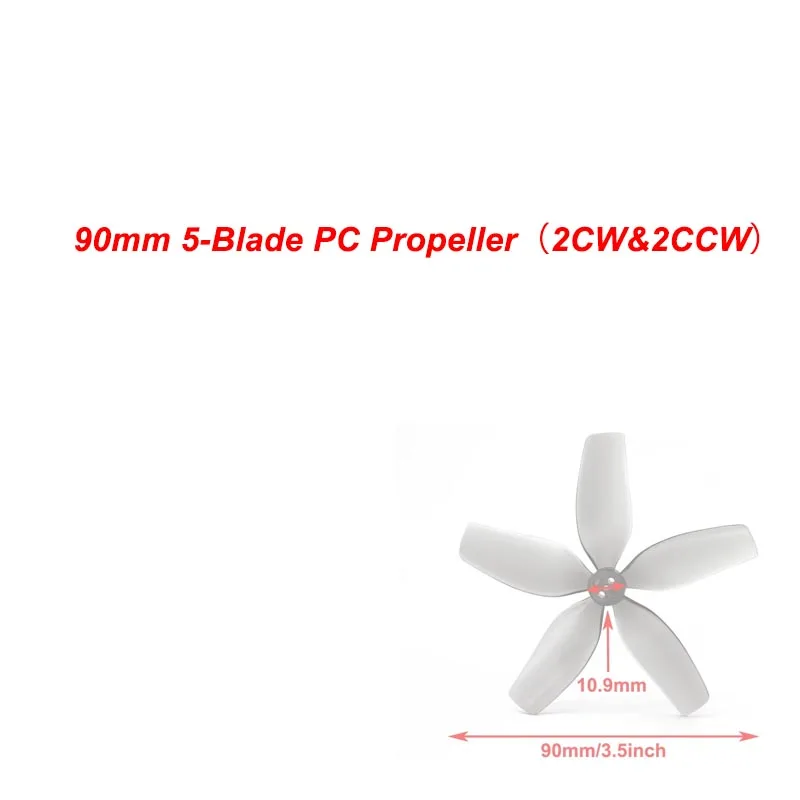 

2 пары NEEBRC 90 мм 3,5 дюйма 5-лопастной пропеллер для ПК 2CW и 2CCW с низким уровнем шума для RC FPV Racing Drone Aircraft Plane Freestyle DIY Запчасти