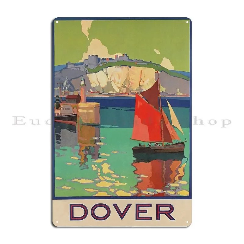 دوفر إنجلترا خمر السفر المشارك علامة معدنية ملصق جدار ديكور الطباعة المرآب غرفة المعيشة غرفة المعيشة تين تسجيل ملصق