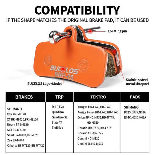 Imagen 2 del producto Pastillas de freno de disco hidráulicas de bicicleta BUCKLOS para pastillas de freno metálicas M9120 pastillas de freno de bicicleta de montaña de Metal aptas para D02S H03A N03A