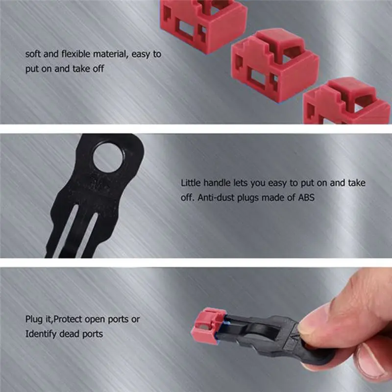 DT39 600pcs Red RJ45 Ethernet Port Anti Dust Cover Plug Cap with Lock & Key for Network Hub Protector
