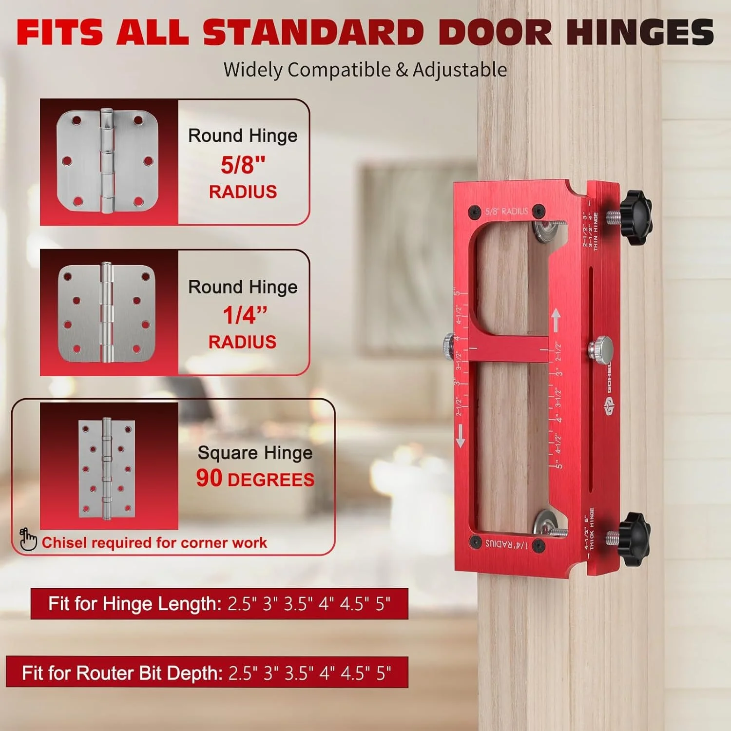 hit productAluminum Alloy Door Hinge Jig & Template Kit for Routers-Adjustable Mortise Jig with Universal Fit
