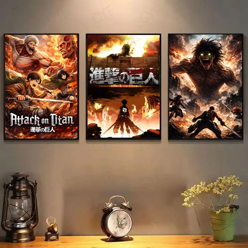 Attack On T-Titan Anime Poster High-definition Art Sticker Self Adhesive Waterproof Home Decoration For Living Room