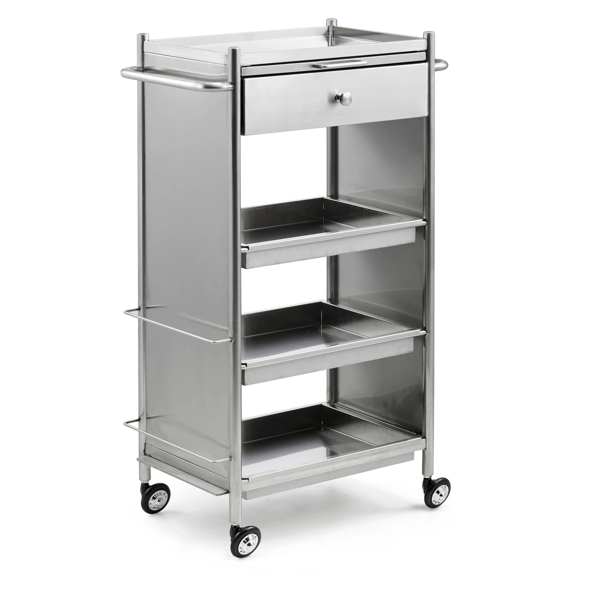 Barber shop tool cabinet hot dyeing trolley golden stainless steel material strong and high quality