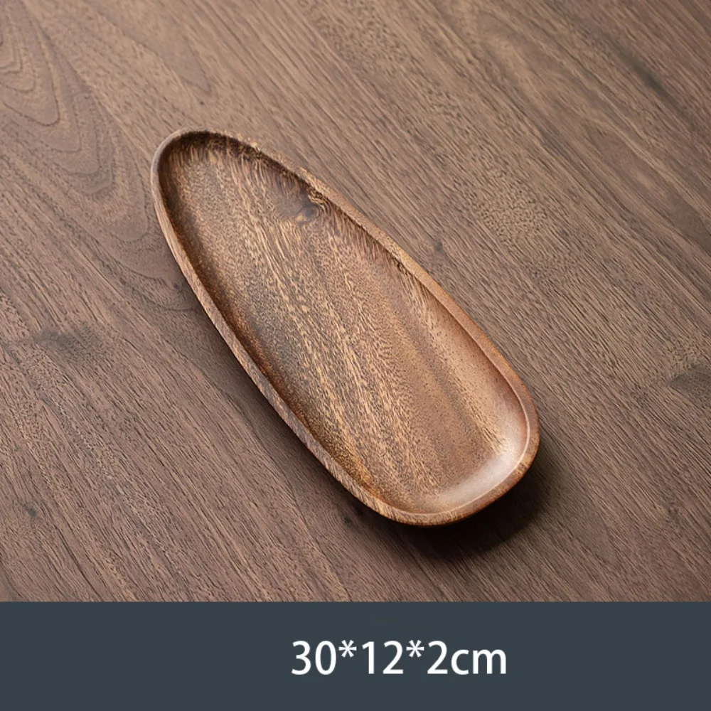 

Simple Walnut Tea Tray Wooden Leaf Serving Platter Tray Storage Round Snack Fruit Platter Tea