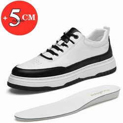 Lift Men Shoes 5CM Elevator Shoes Fashion Breathable Casual Genuine Leather Sneakers Man Hidden Heels Heightening Sport Shoes