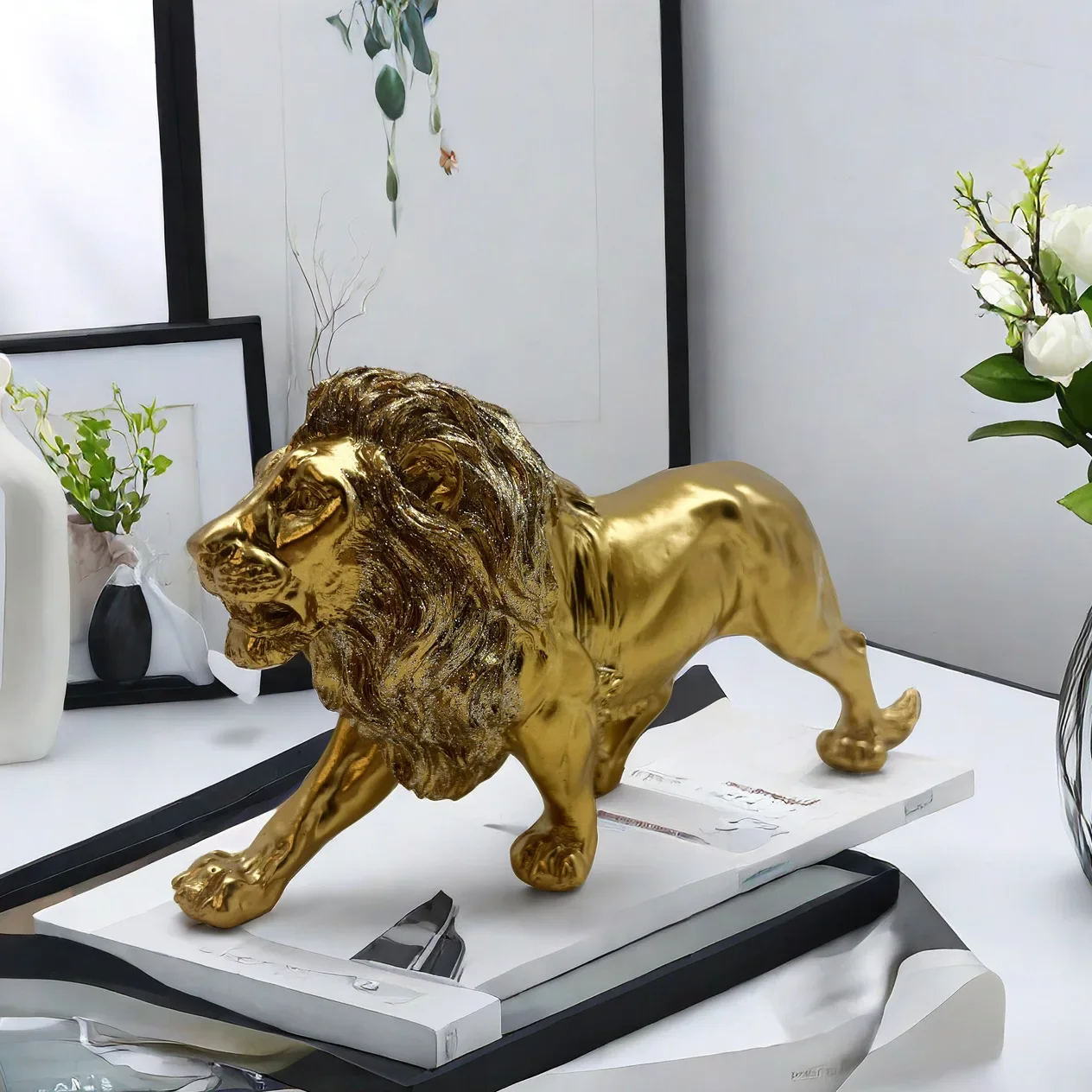 

Lion ornament, resin handicraft ornament, TV cabinet, restaurant owner's office, living room foyer decoration