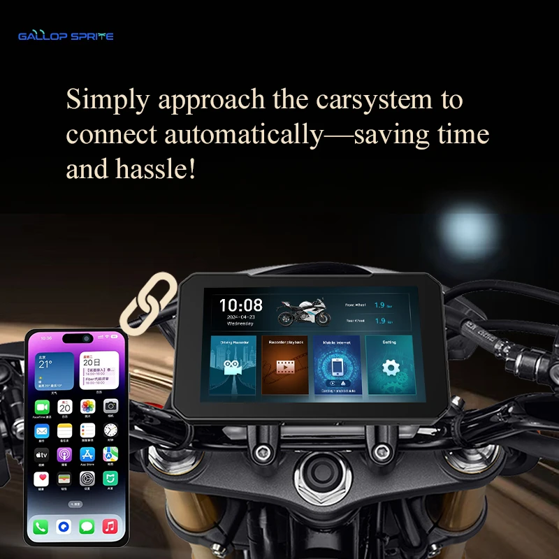 جالوب سبرايت 6 بوصة Carplay دراجة نارية DVR نظام تحديد المواقع والملاحة IPX7 مقاوم للماء لاسلكي أندرويد السيارات الذكية لاعب موتو العرض #4