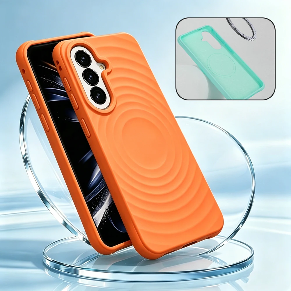 Soft Case For Samsung Galaxy A57 A56 A55 A36 A35 5G Water Ripple Silicone Magnetic Phone Case Cover