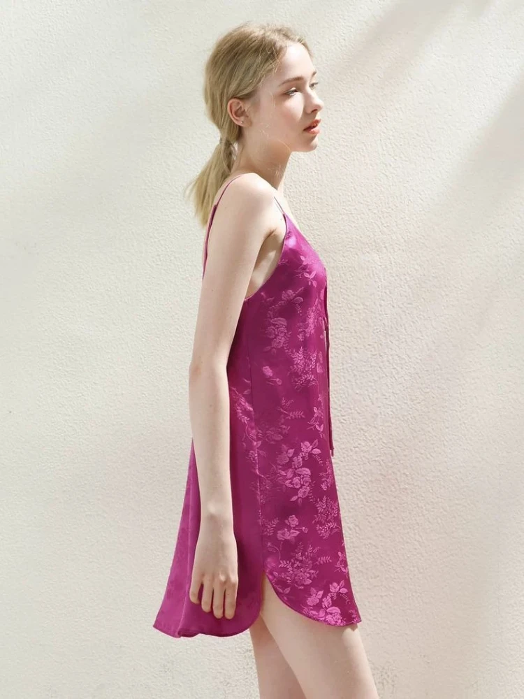 150kg Plus Size Luxury V-neck Sexy Suspender Nightgown Women's Summer Jacquard Satin Backless Pajamas Dress Loose Loungewear