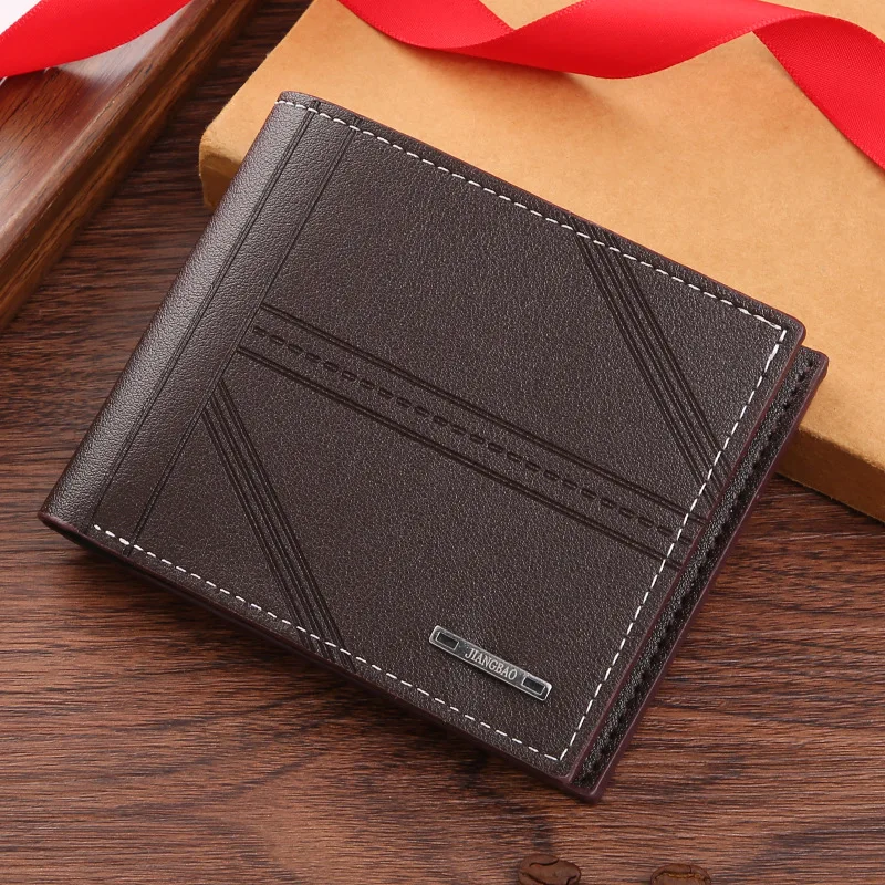 Men's Wallet Men's Short Wallet Youth Fashion Embossed Horizontal Soft Leather Clip Large Capacity Multi Card Wallet