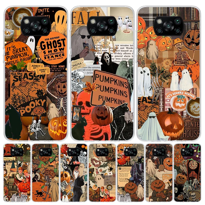 October Fall Halloween Spooky Pumpkin Case Phone Cover for Xiaomi Mi 11T 12T 10T 9T Pro 11i 12X 13 12 11 10 9 8 Lite 6X 5X A3 A2