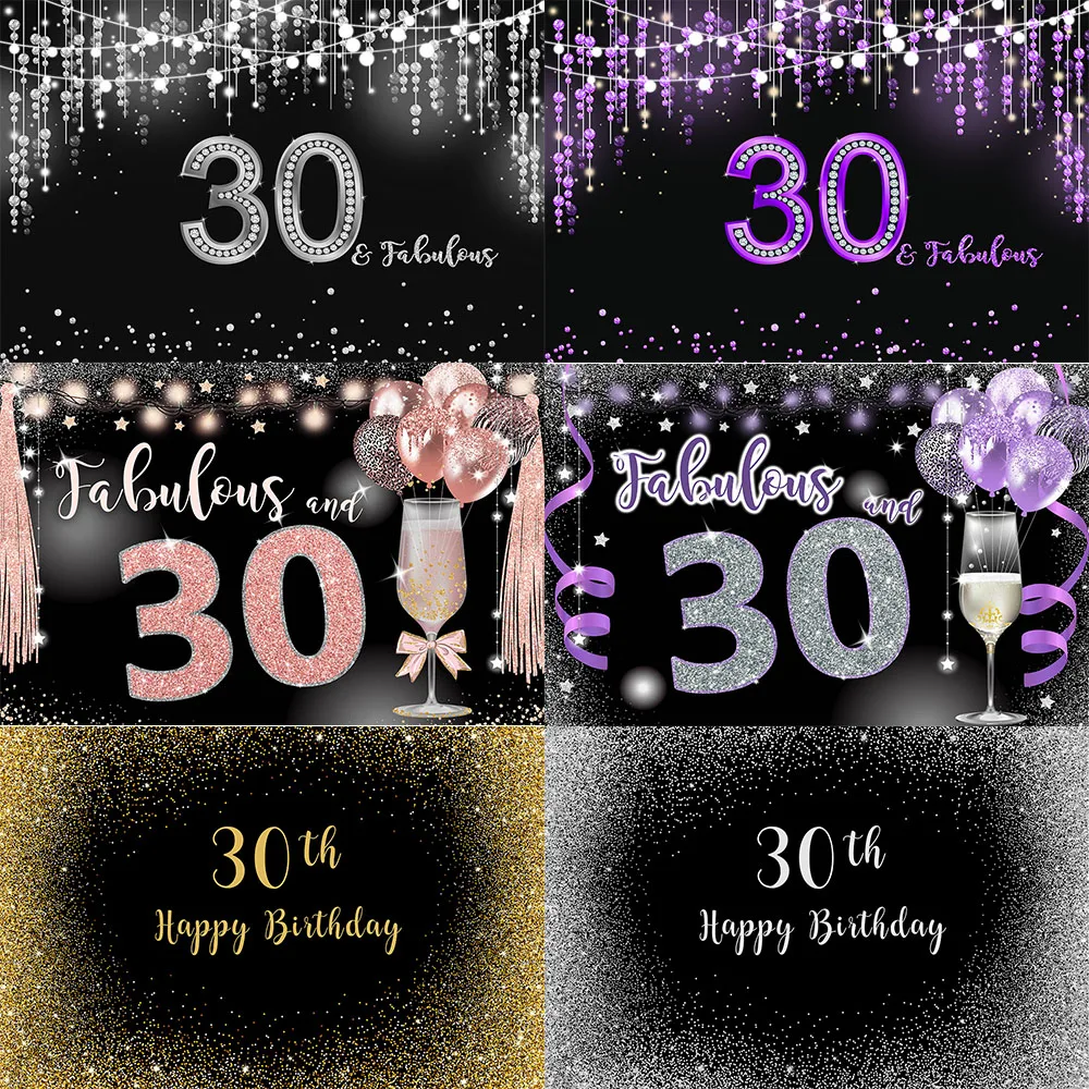 

30th Birthday Photography Background Banner Backdrop 30 Years Old Birthday Rose Gold Decorations Party Supplies for Women