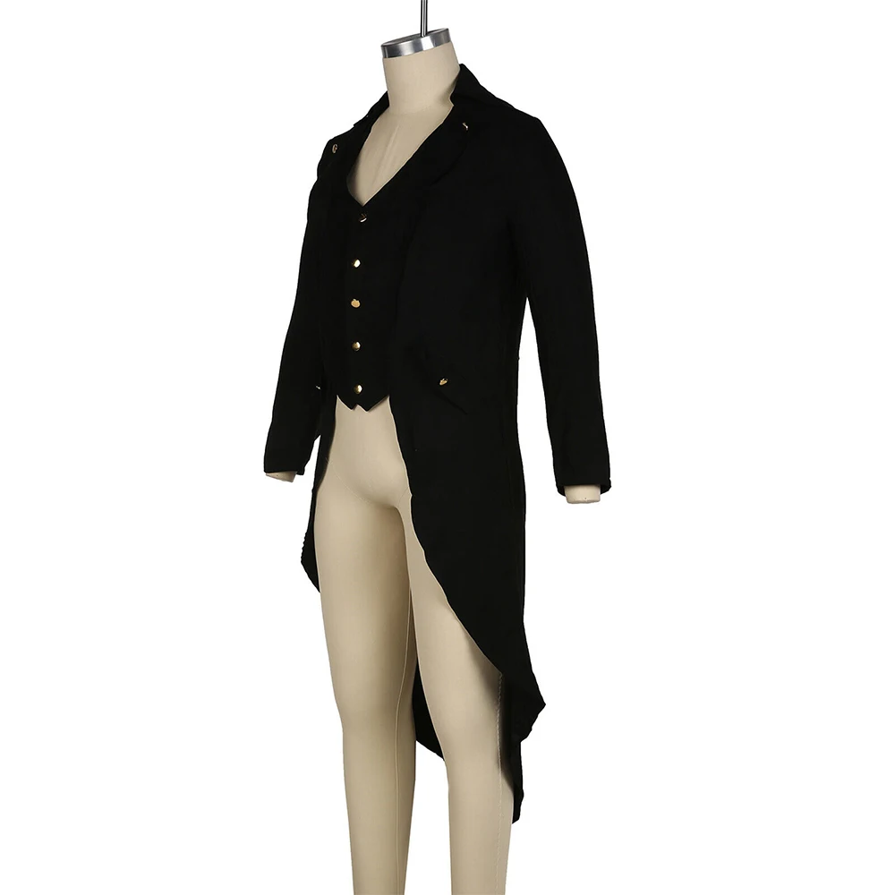 メンズジャケット メンズテールコート ヴィクトリアン ブラック 通気性 ロングジャケット メンズパーティー パンク服 コート 快適 レトロ